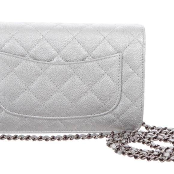 CHANEL Silver Caviar Ruthenium HW Wallet On Chain - Picture 9 of 16